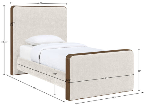 Rowan Cream Fabric Upholstered Twin Bed, 1 Piece