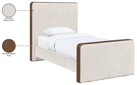 Rowan Cream Fabric Upholstered Twin Bed, 1 Piece