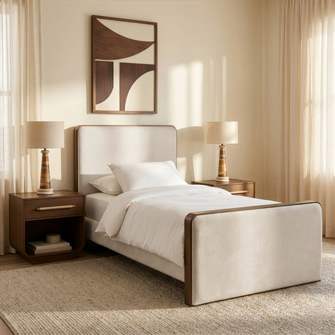 Rowan Cream Fabric Upholstered Twin Bed, 1 Piece