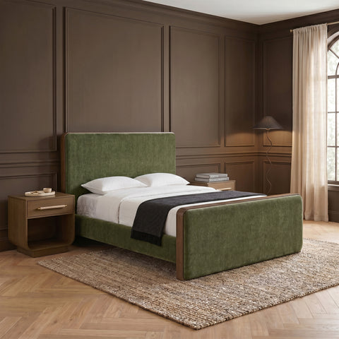 Rowan Green Fabric Upholstered King Bed, 1 Piece