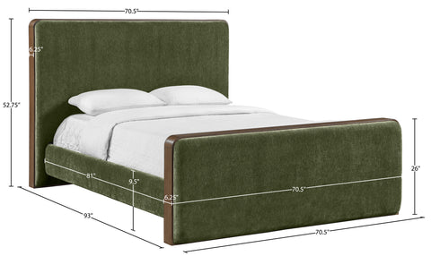 Rowan Green Fabric Upholstered Queen Bed, 1 Piece