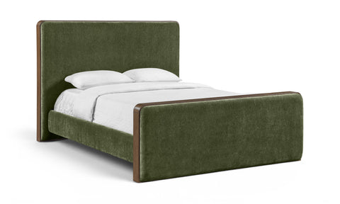 Rowan Green Fabric Upholstered Queen Bed, 1 Piece
