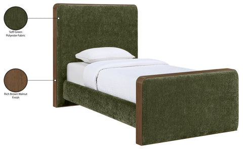 Rowan Green Fabric Upholstered Twin Bed, 1 Piece