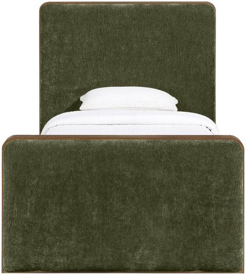 Rowan Green Fabric Upholstered Twin Bed, 1 Piece
