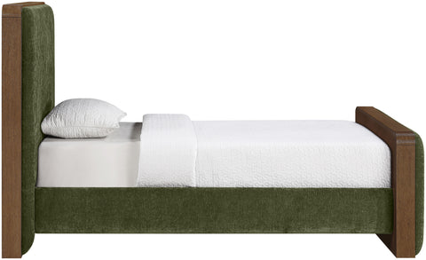 Rowan Green Fabric Upholstered Twin Bed, 1 Piece