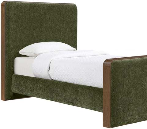 Rowan Green Fabric Upholstered Twin Bed, 1 Piece