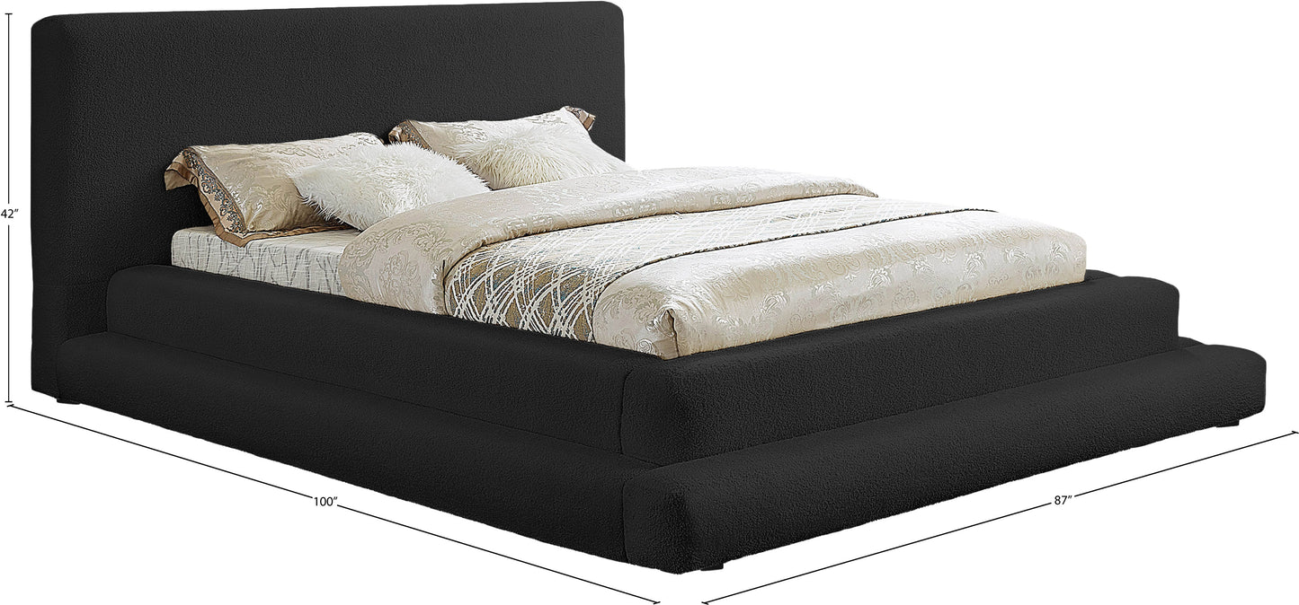 sorrento black teddy fabric queen bed (3 boxes) q