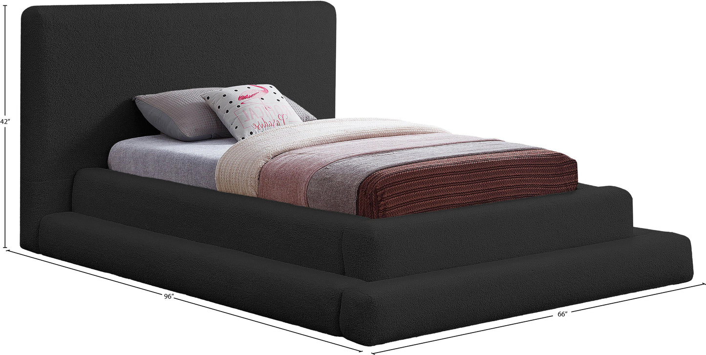 sorrento black teddy fabric twin bed (3 boxes) t