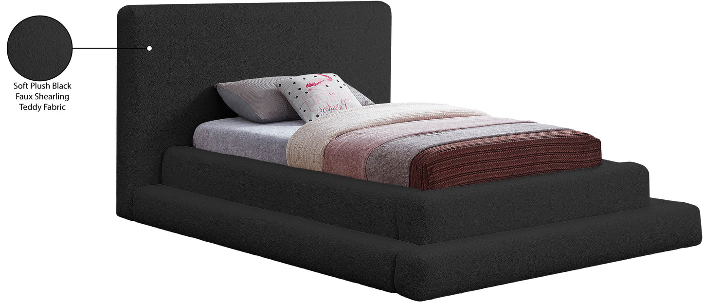 sorrento black teddy fabric twin bed (3 boxes) t