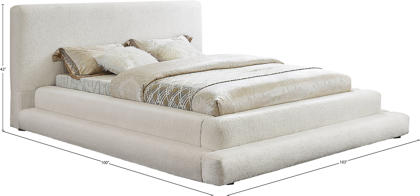 sorrento cream teddy fabric king bed (3 boxes) k