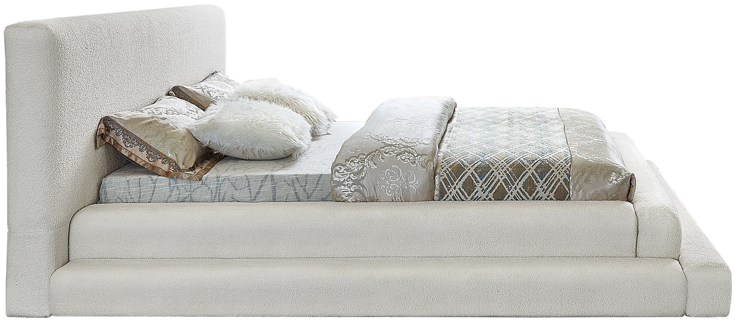 sorrento cream teddy fabric king bed (3 boxes) k