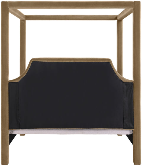 Monroe Beige Velvet Upholstered Full Bed, 1 Piece