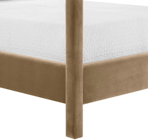 Monroe Beige Velvet Upholstered Full Bed, 1 Piece