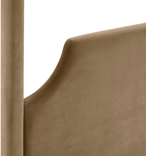 Monroe Beige Velvet Upholstered Full Bed, 1 Piece