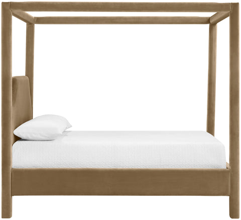 Monroe Beige Velvet Upholstered King Bed, 1 Piece