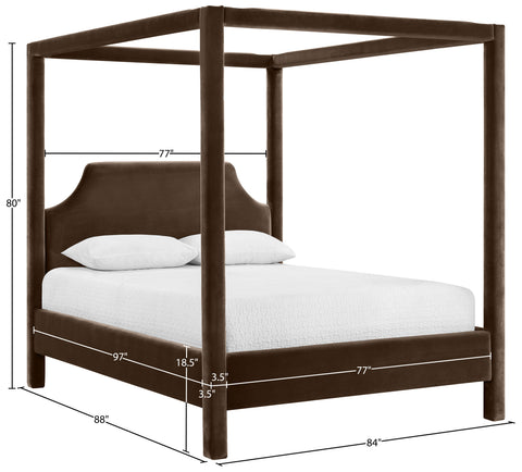 Monroe Brown Velvet Upholstered King Bed, 1 Piece