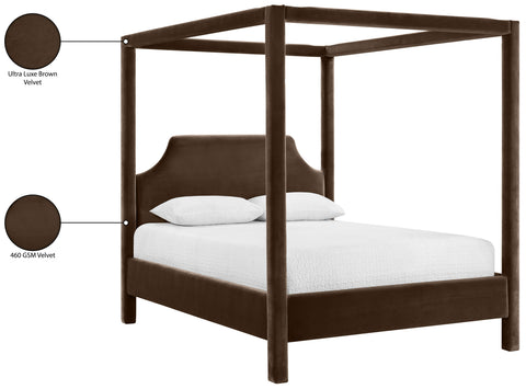 Monroe Brown Velvet Upholstered King Bed, 1 Piece
