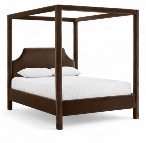 Monroe Brown Velvet Upholstered King Bed, 1 Piece