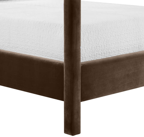 Monroe Brown Velvet Upholstered King Bed, 1 Piece
