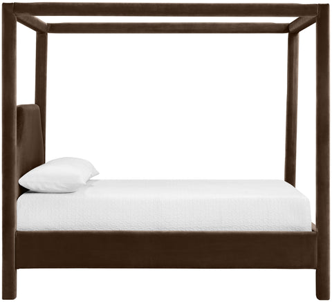 Monroe Brown Velvet Upholstered Queen Bed, 1 Piece