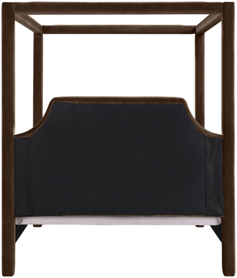 Monroe Brown Velvet Upholstered Queen Bed, 1 Piece