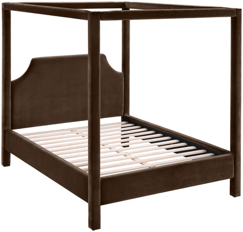 Monroe Brown Velvet Upholstered Queen Bed, 1 Piece