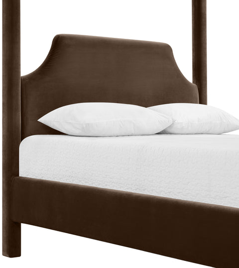 Monroe Brown Velvet Upholstered Queen Bed, 1 Piece