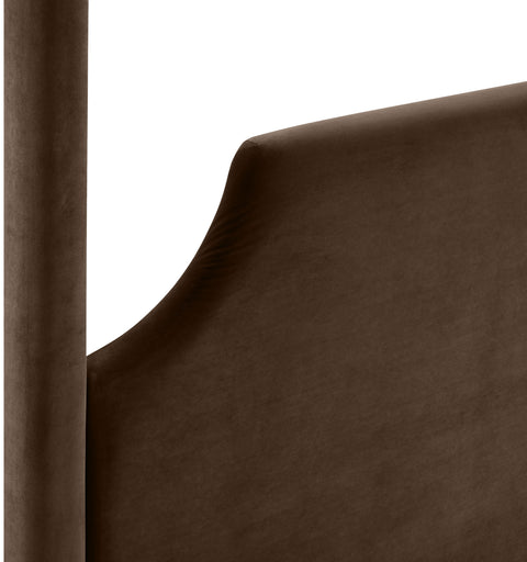 Monroe Brown Velvet Upholstered Queen Bed, 1 Piece