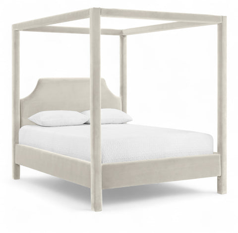 Monroe Cream Velvet Upholstered Full Bed, 1 Piece
