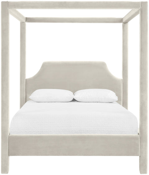 Monroe Cream Velvet Upholstered Queen Bed, 1 Piece