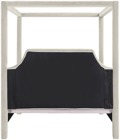 Monroe Cream Velvet Upholstered Queen Bed, 1 Piece