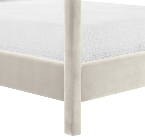 Monroe Cream Velvet Upholstered Queen Bed, 1 Piece