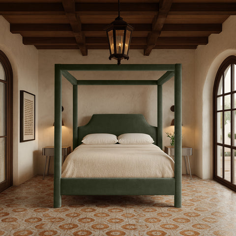 Monroe Green Velvet Upholstered Full Bed, 1 Piece (Style 2)