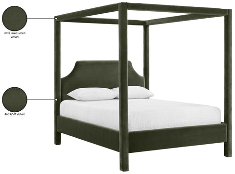 Monroe Green Velvet Upholstered King Bed, 1 Piece (Style 2)