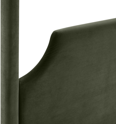Monroe Green Velvet Upholstered Queen Bed, 1 Piece (Style 2)
