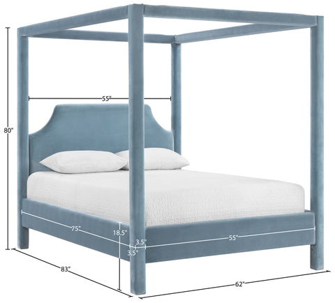 Monroe Light Blue Velvet Upholstered Full Bed, 1 Piece
