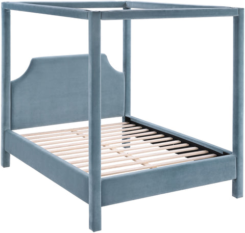 Monroe Light Blue Velvet Upholstered Full Bed, 1 Piece
