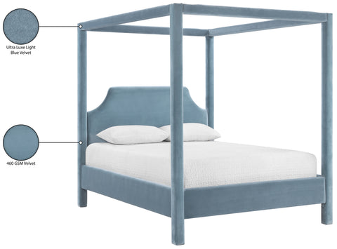 Monroe Light Blue Velvet Upholstered King Bed, 1 Piece