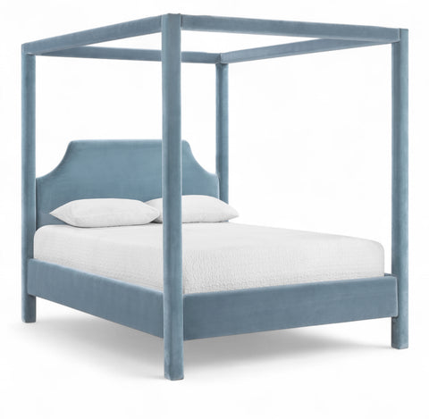 Monroe Light Blue Velvet Upholstered King Bed, 1 Piece