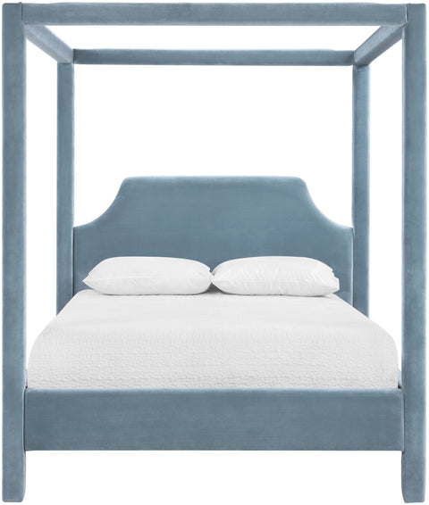 Monroe Light Blue Velvet Upholstered King Bed, 1 Piece