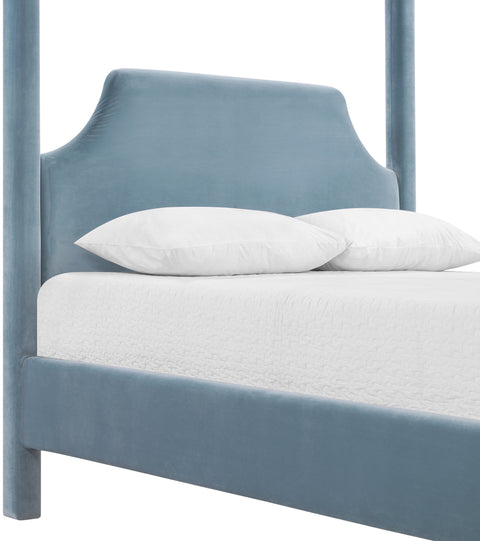 Monroe Light Blue Velvet Upholstered King Bed, 1 Piece