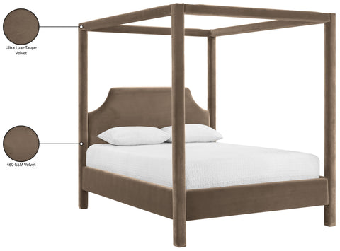 Monroe Taupe Velvet Upholstered Full Bed, 1 Piece