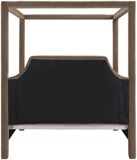 Monroe Taupe Velvet Upholstered Full Bed, 1 Piece