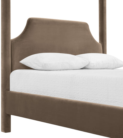 Monroe Taupe Velvet Upholstered Full Bed, 1 Piece