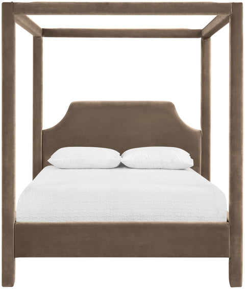 Monroe Taupe Velvet Upholstered King Bed, 1 Piece