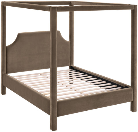 Monroe Taupe Velvet Upholstered King Bed, 1 Piece