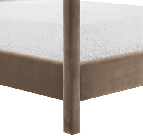Monroe Taupe Velvet Upholstered King Bed, 1 Piece