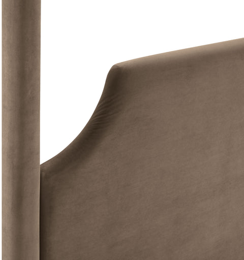 Monroe Taupe Velvet Upholstered King Bed, 1 Piece