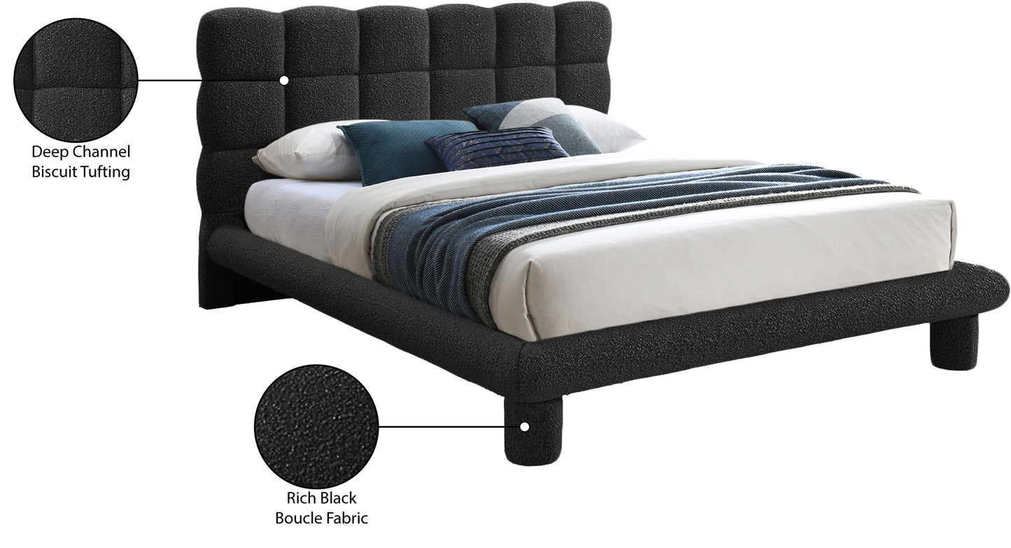 elias black boucle fabric king bed (3 boxes) k