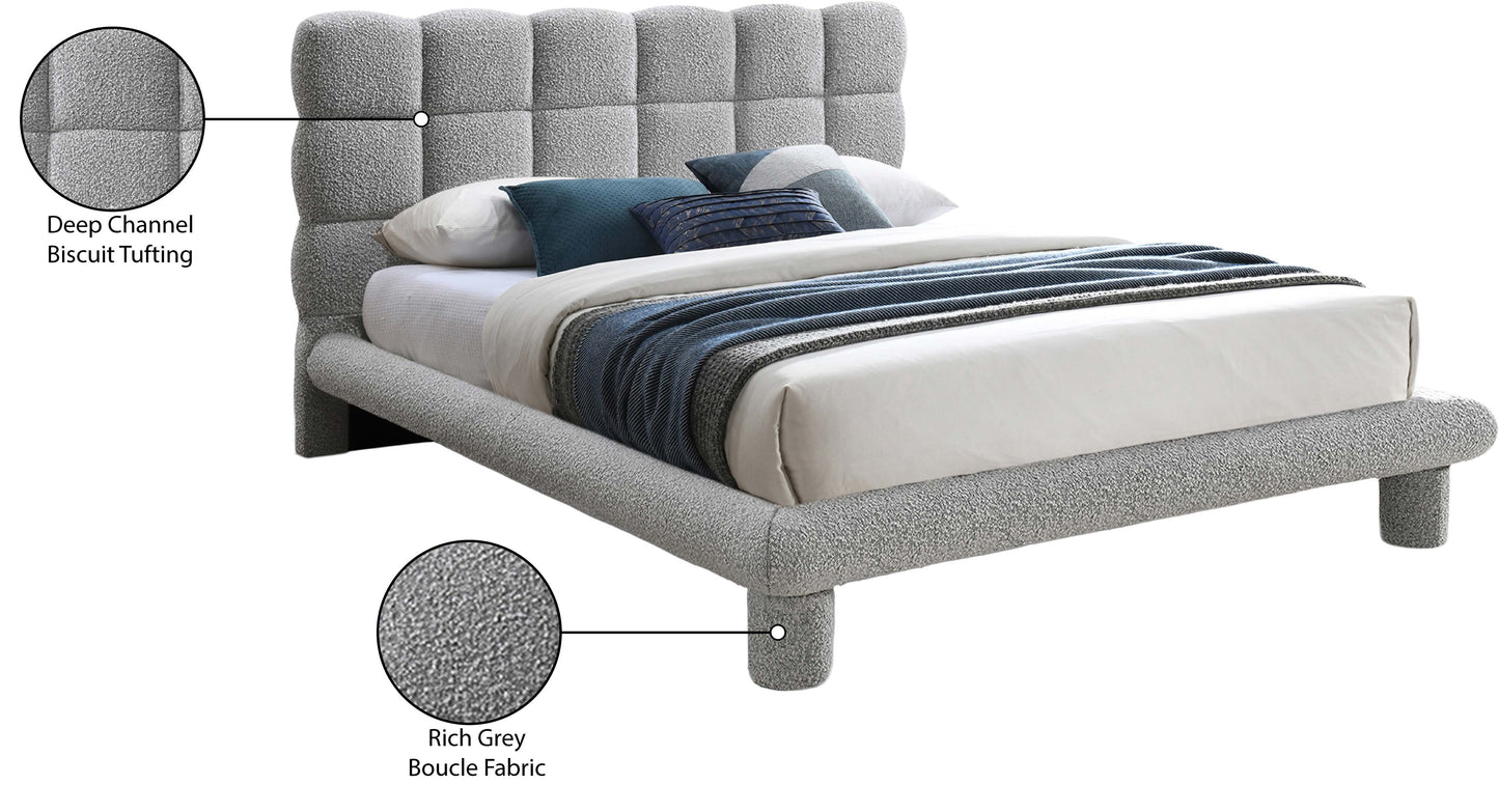 elias grey boucle fabric full bed (3 boxes) f